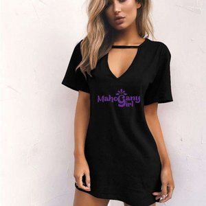 Mahogany Girl T-Shirt V-Neck Dress